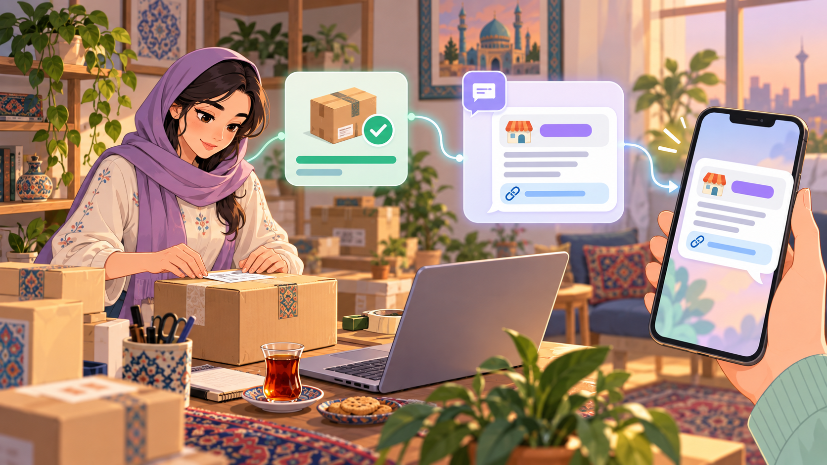 ارسال پیامک وضعیت سفارش با خط اختصاصی و نام فروشگاه به مشتری
